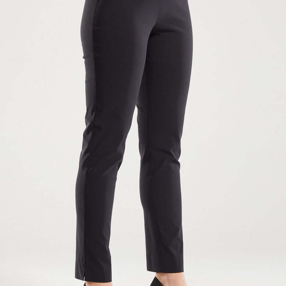 Narrow Miracle Bengaline Women's full length slim cut black pants.