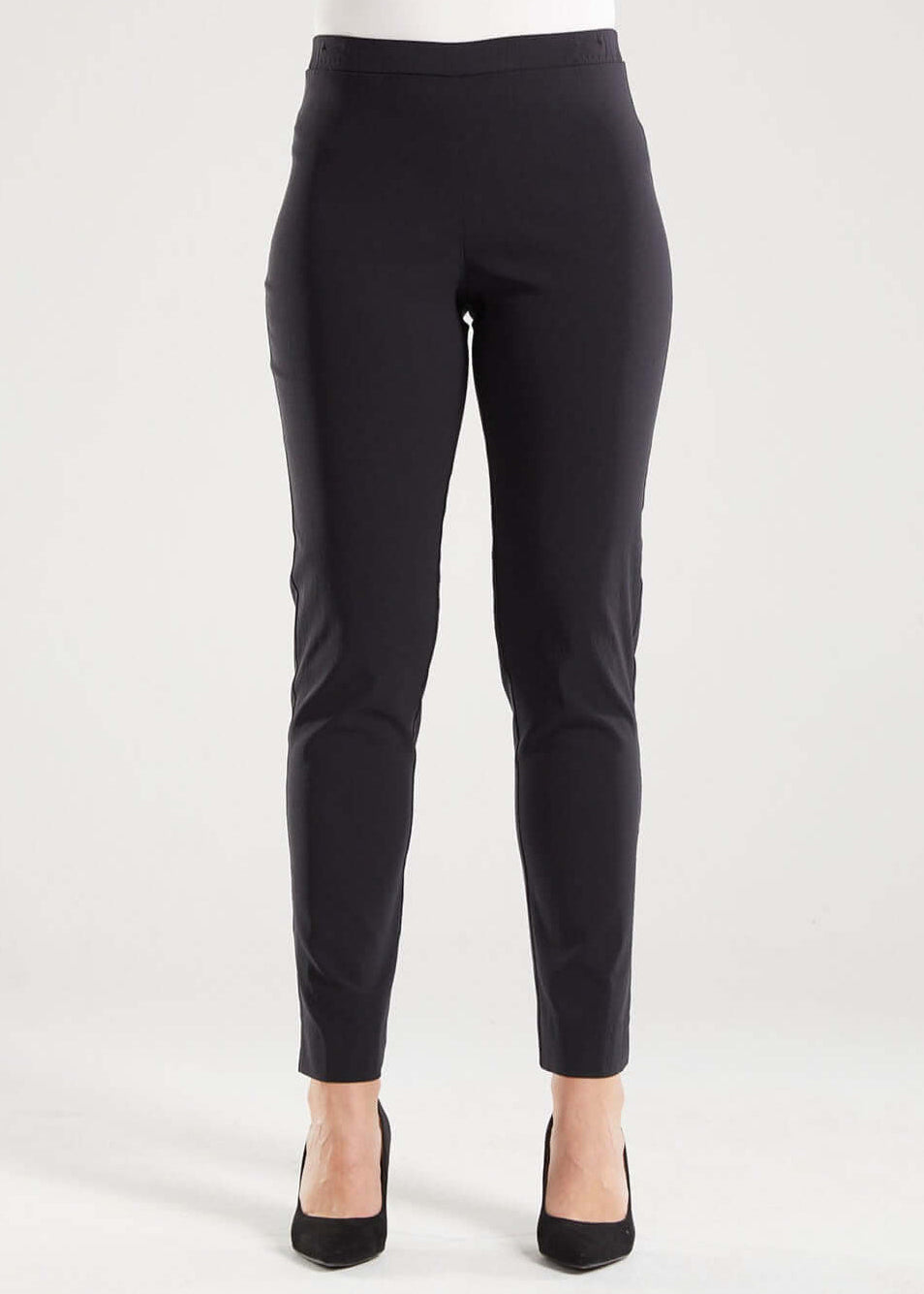 Narrow Miracle Bengaline Women's full length slim cut black pants.