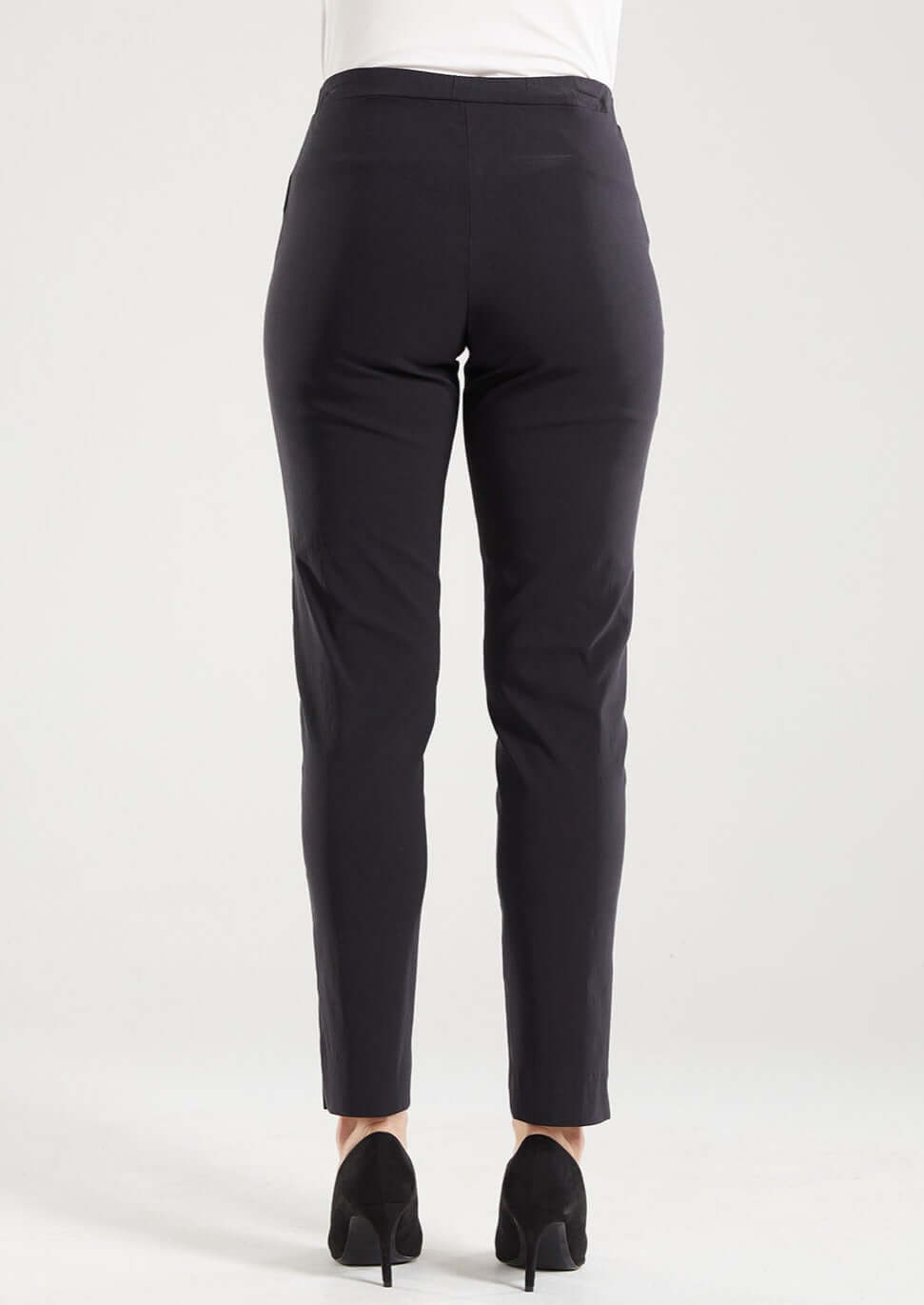 Narrow Miracle Bengaline Women's full length slim cut black pants.