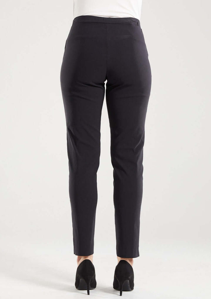 Narrow Miracle Bengaline Women's full length slim cut black pants.