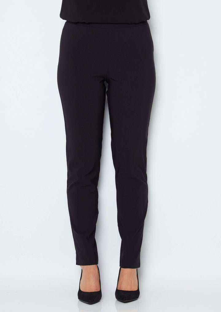 Narrow Miracle Bengaline Women's full length slim cut black pants.