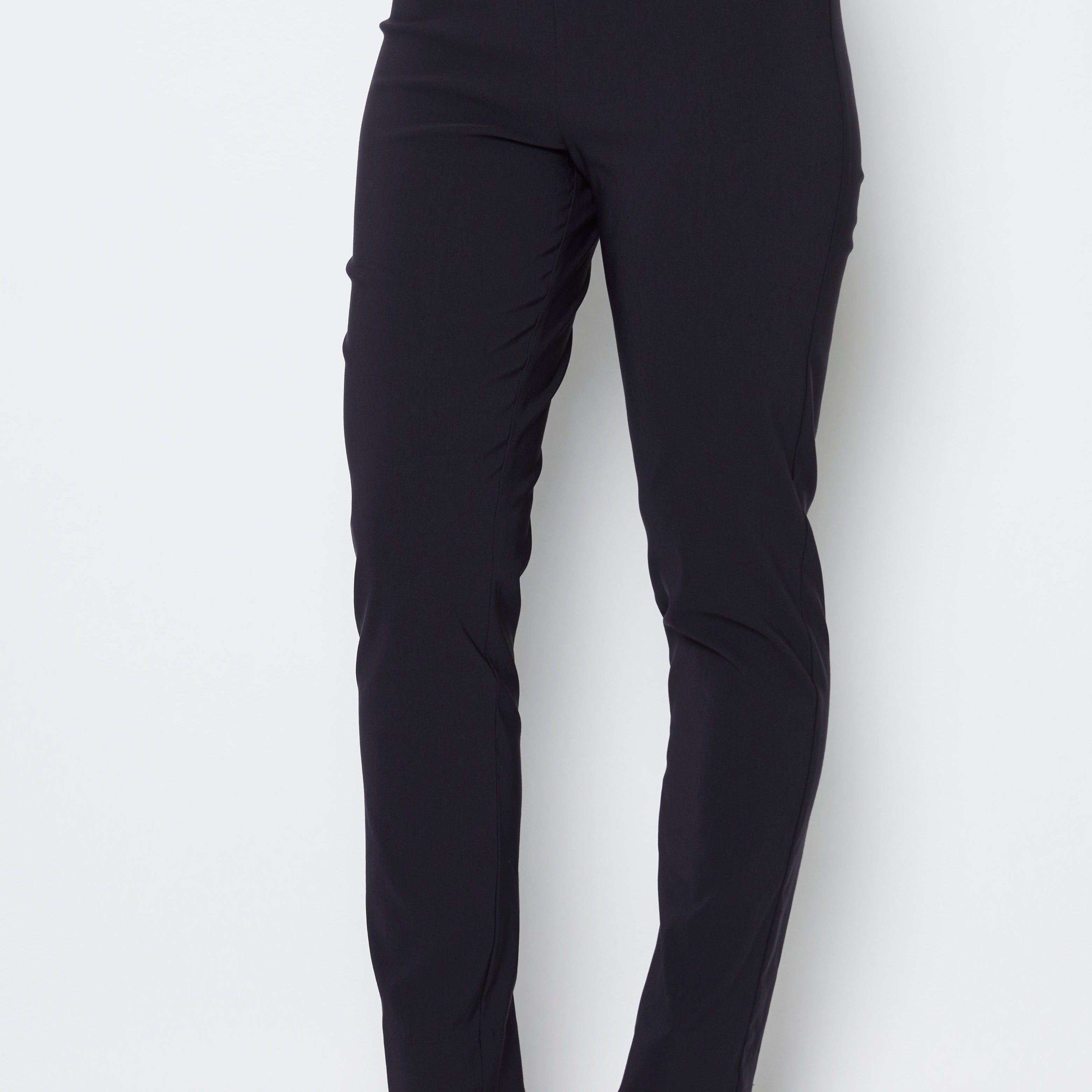 Narrow Miracle Bengaline Women's full-length slim-cut ink navy pants.