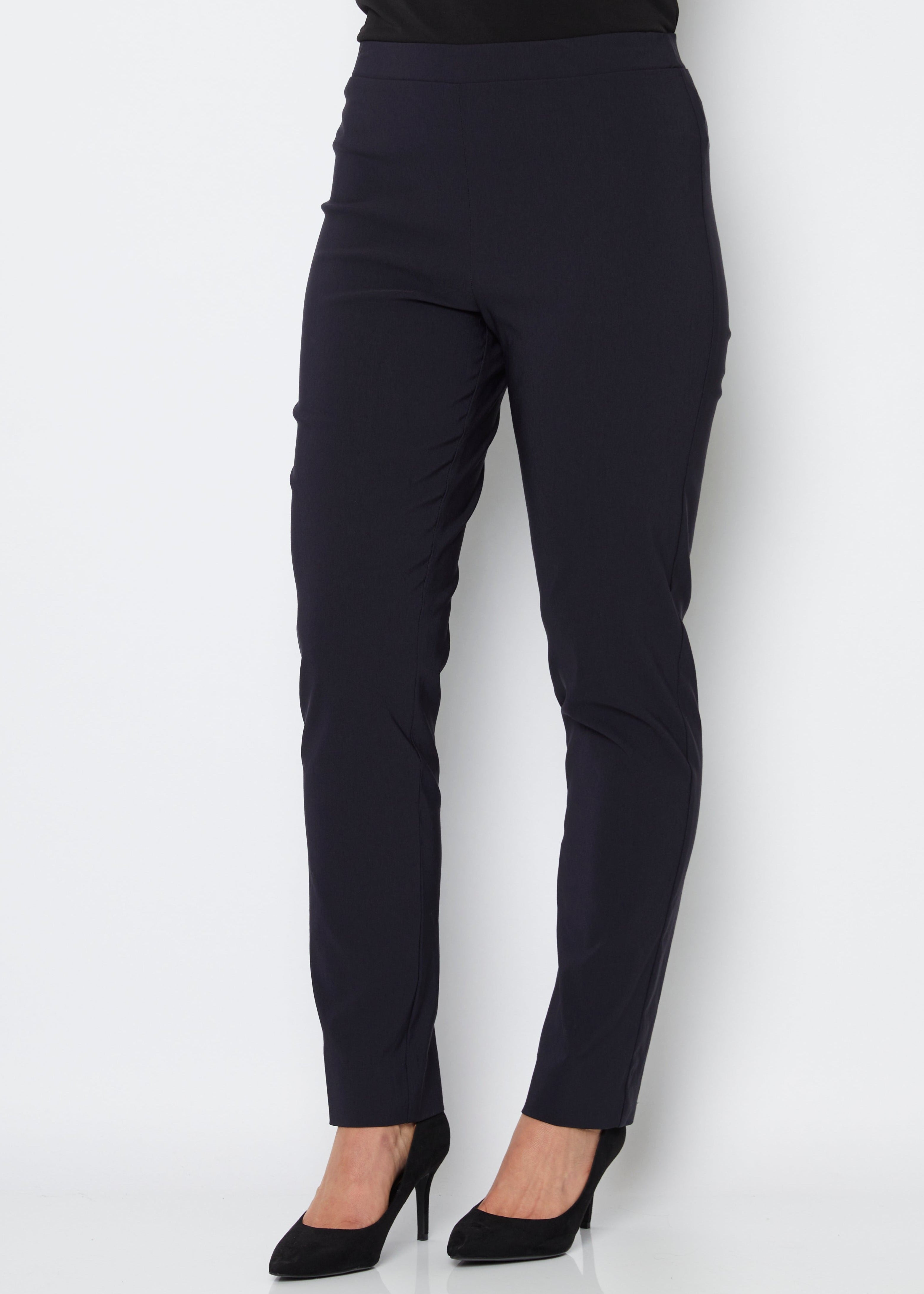 Narrow Miracle Bengaline Women's full-length slim-cut ink navy pants.