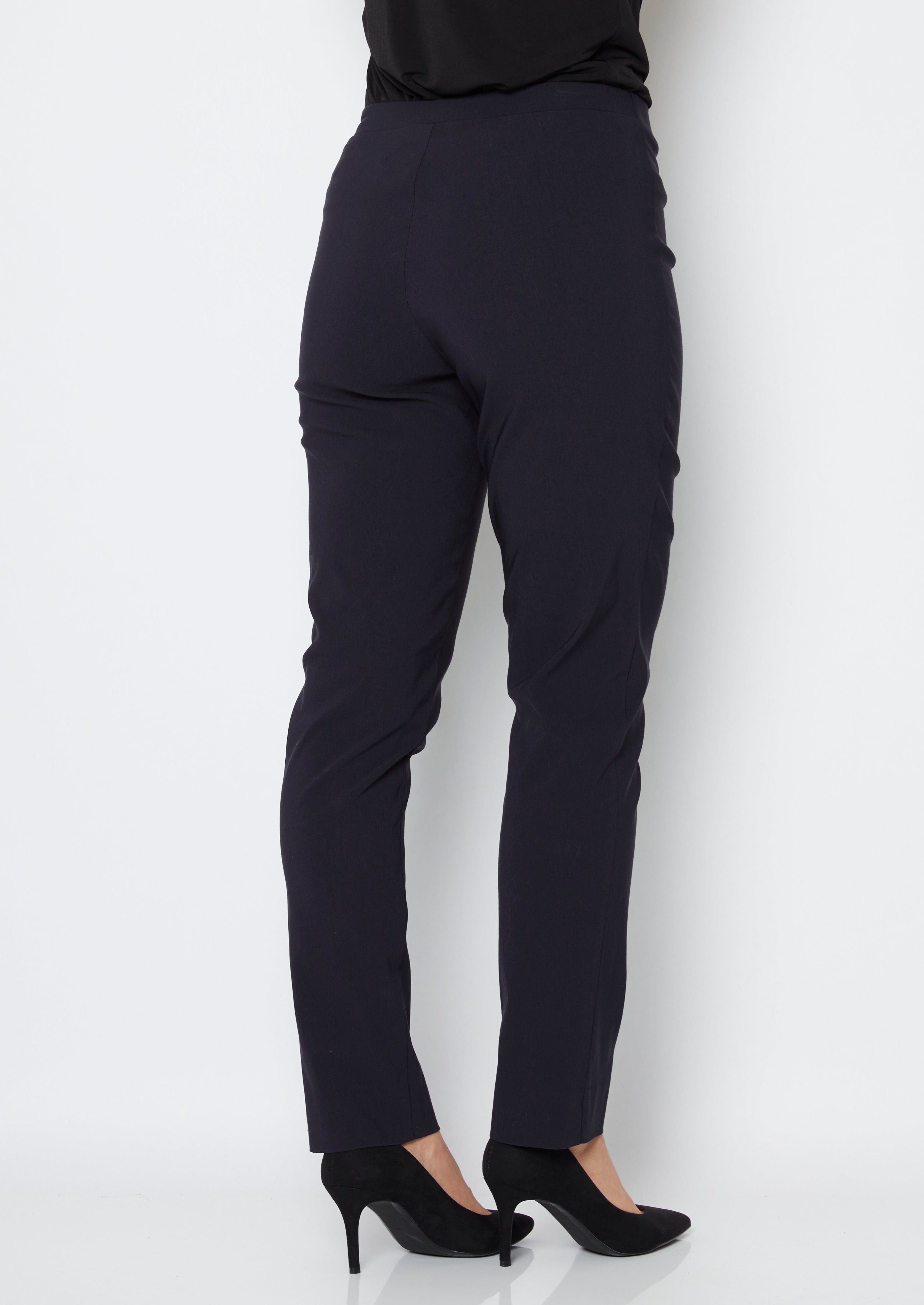 Narrow Miracle Bengaline Women's full-length slim-cut ink navy pants.