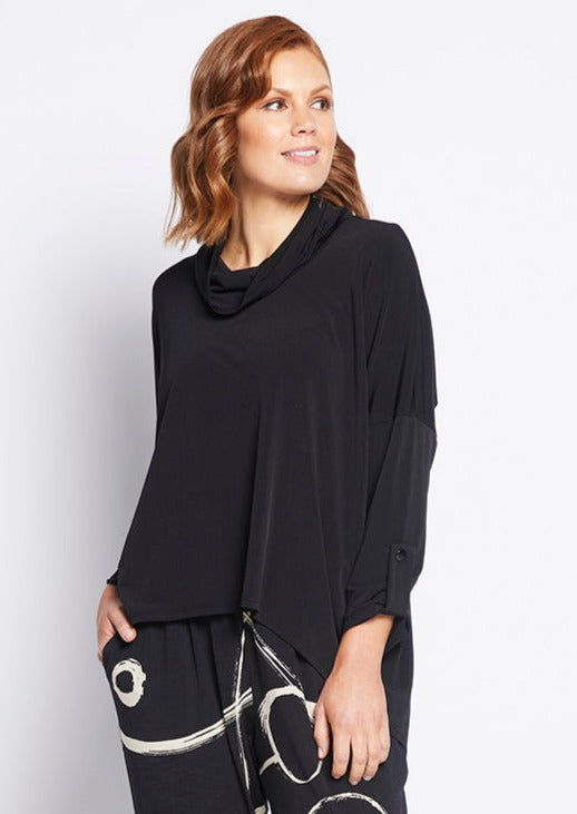 Willow Cowl Neck Top in Black