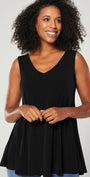 Sun Reversible Foundation Women's tank with scoop or V-neck in black.