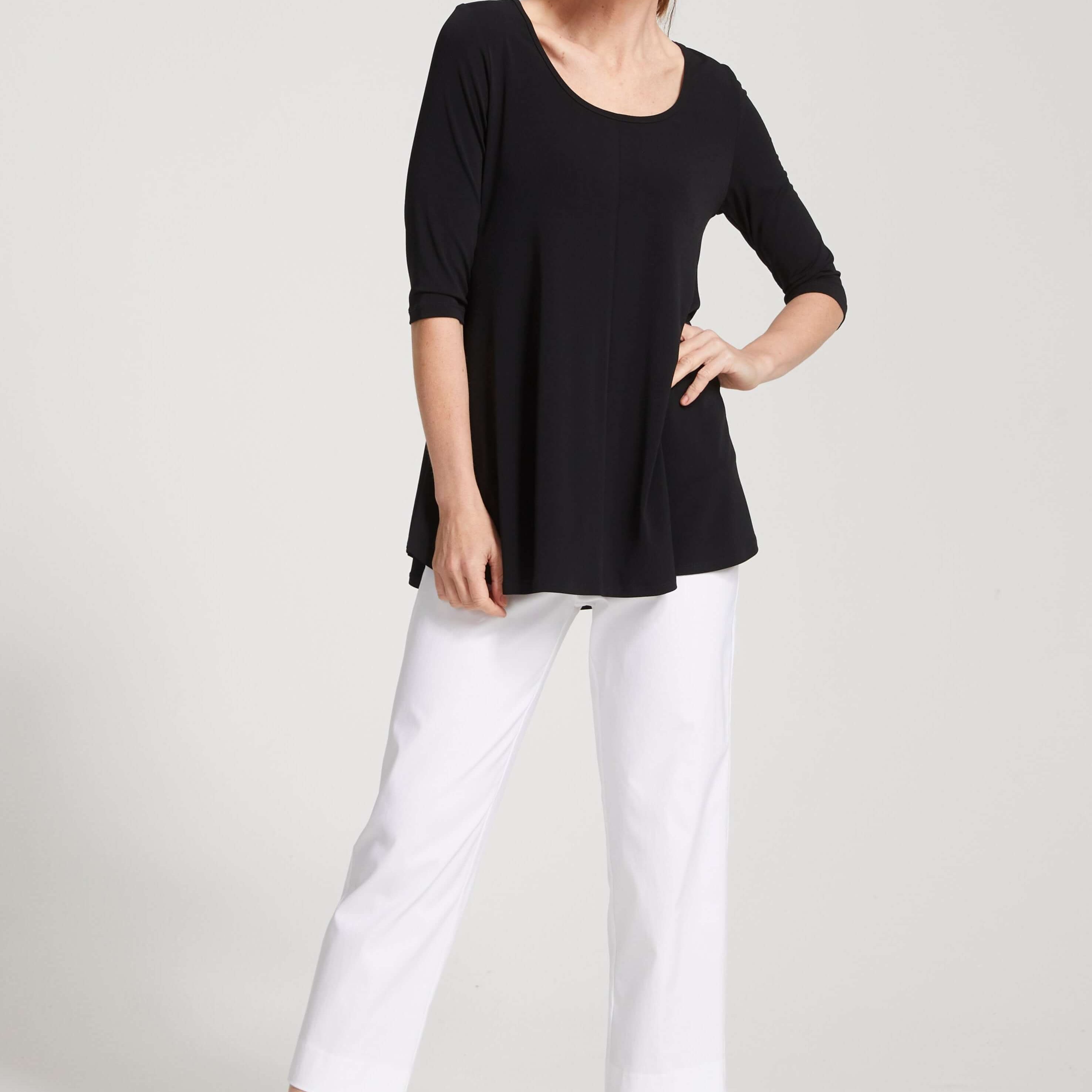 Wow Miracle Bengaline Women's 7/8th length straight-cut pants in white.